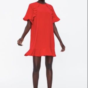 Zara Red Ruffle Dress